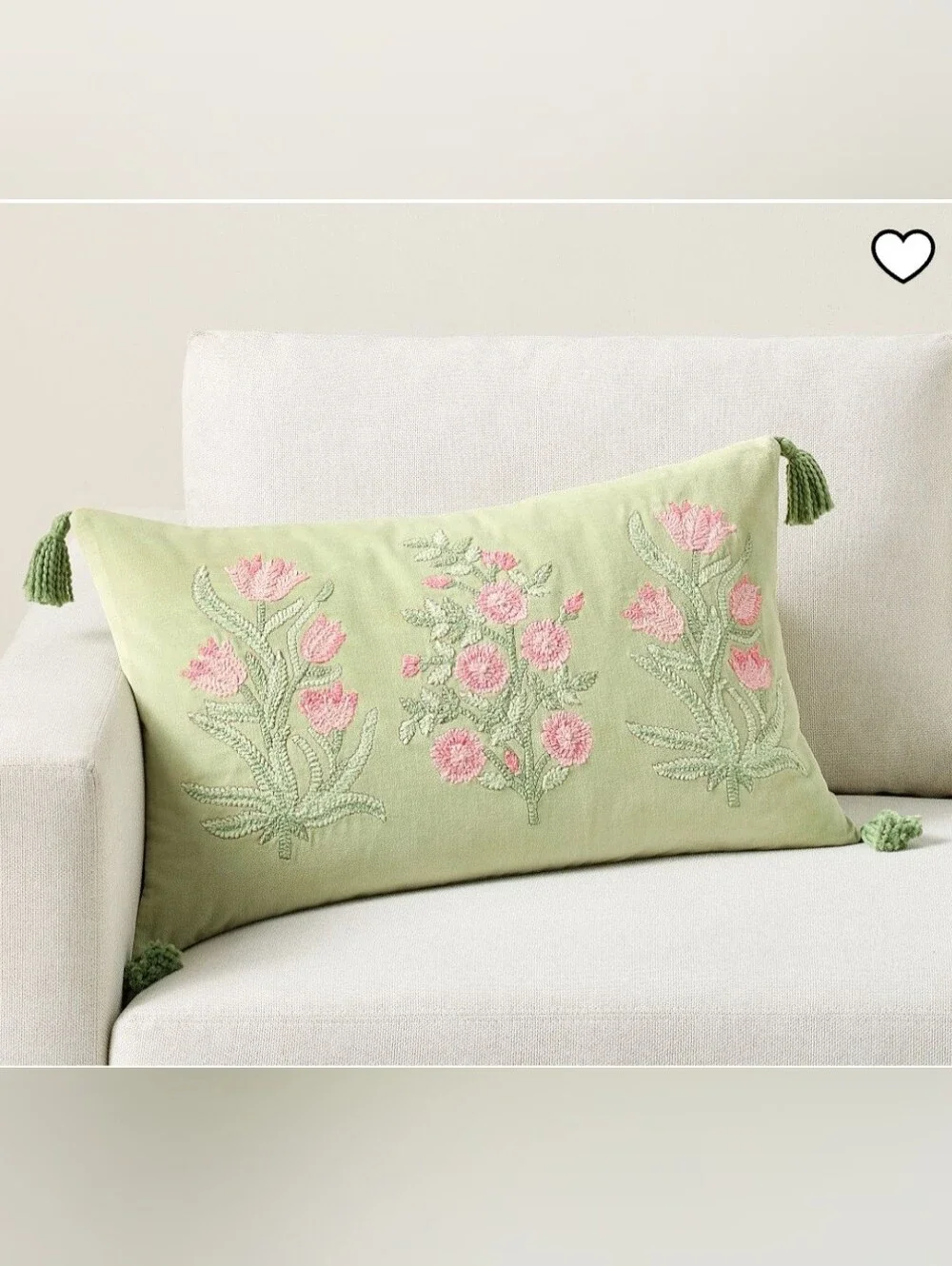Pottery Barn Roller Rabbit Embroidered Floral Lumbar Pillow